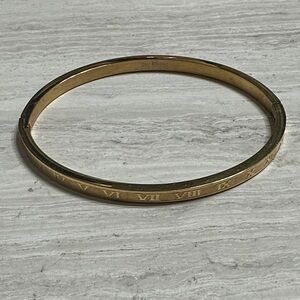 Gold Cuff Bangle  Bracelet with engraved or cutout Roman Numerals